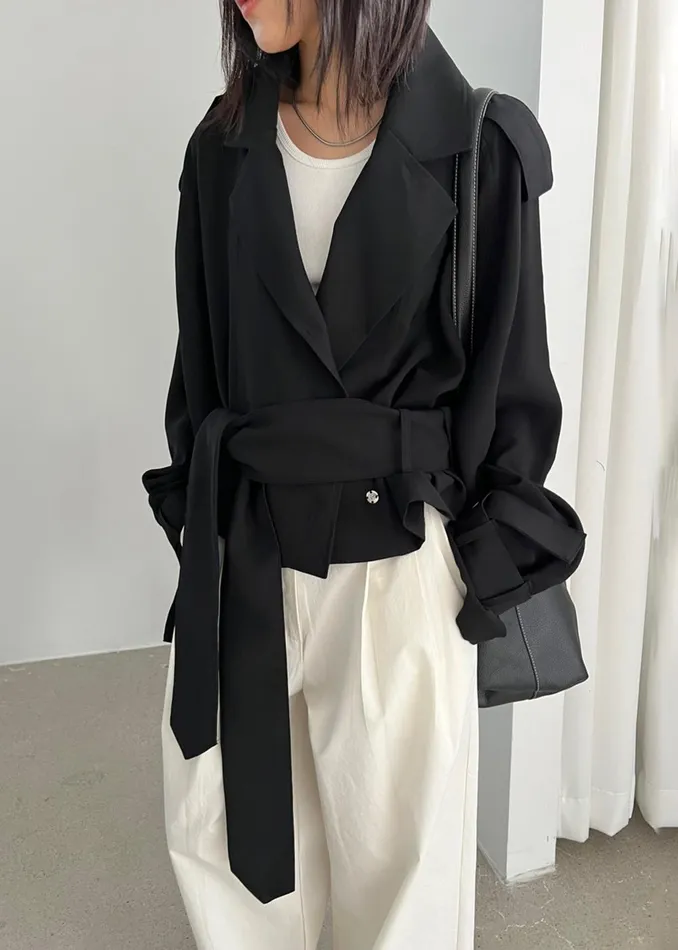 Women Faven Cropped Trench 8211 Black The Frankie Shop Outerwear