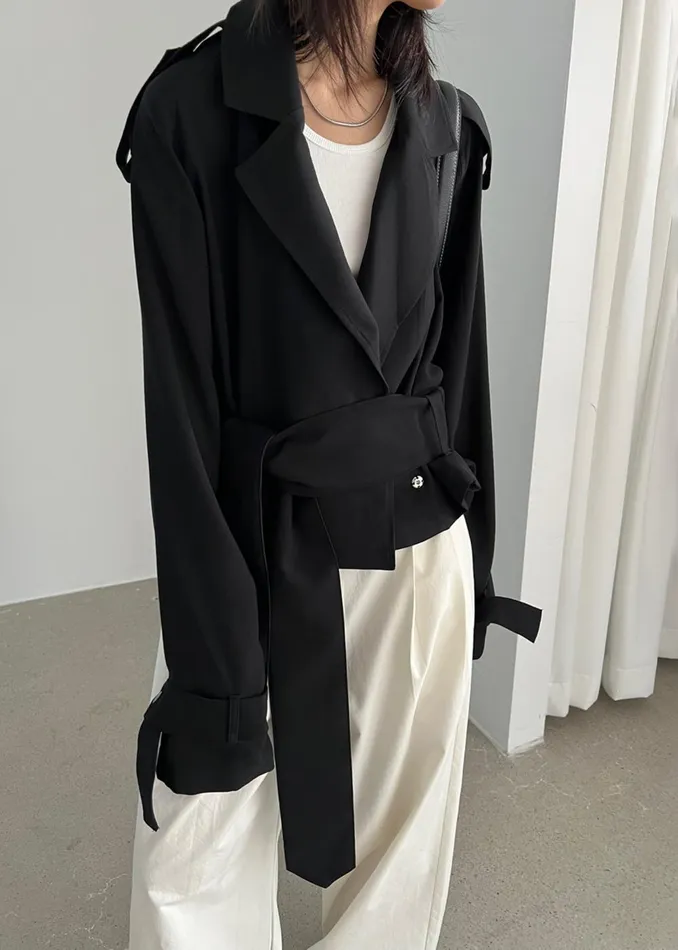 Women Faven Cropped Trench 8211 Black The Frankie Shop Outerwear
