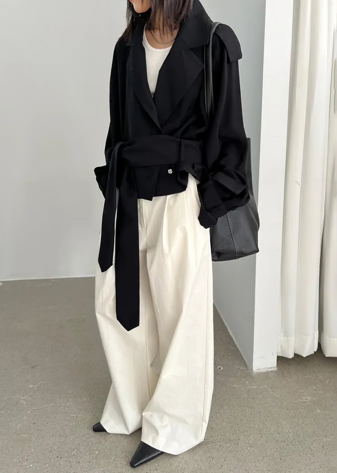 Women Faven Cropped Trench 8211 Black The Frankie Shop Outerwear