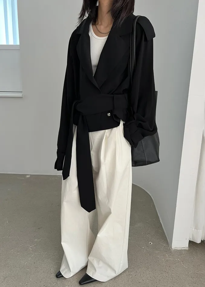 Women Faven Cropped Trench 8211 Black The Frankie Shop Outerwear