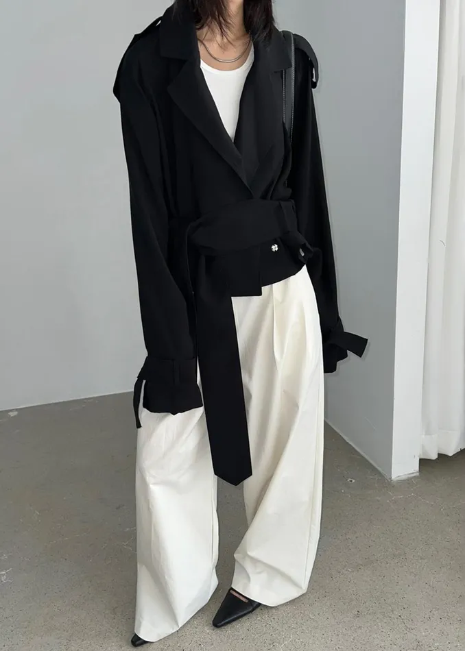 Women Faven Cropped Trench 8211 Black The Frankie Shop Outerwear