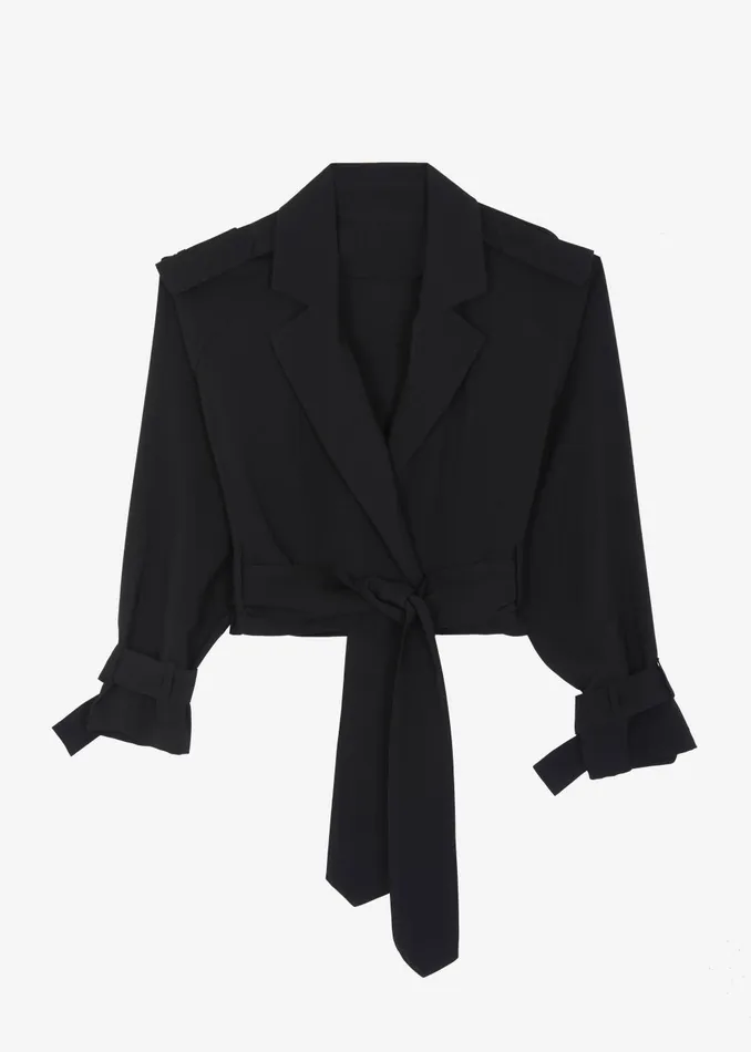 Women Faven Cropped Trench 8211 Black The Frankie Shop Outerwear