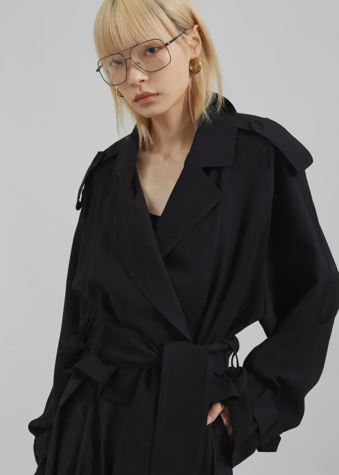 Women Faven Cropped Trench 8211 Black The Frankie Shop Outerwear