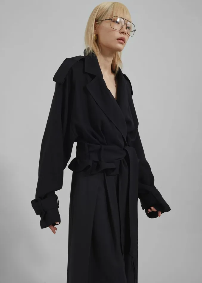 Women Faven Cropped Trench 8211 Black The Frankie Shop Outerwear