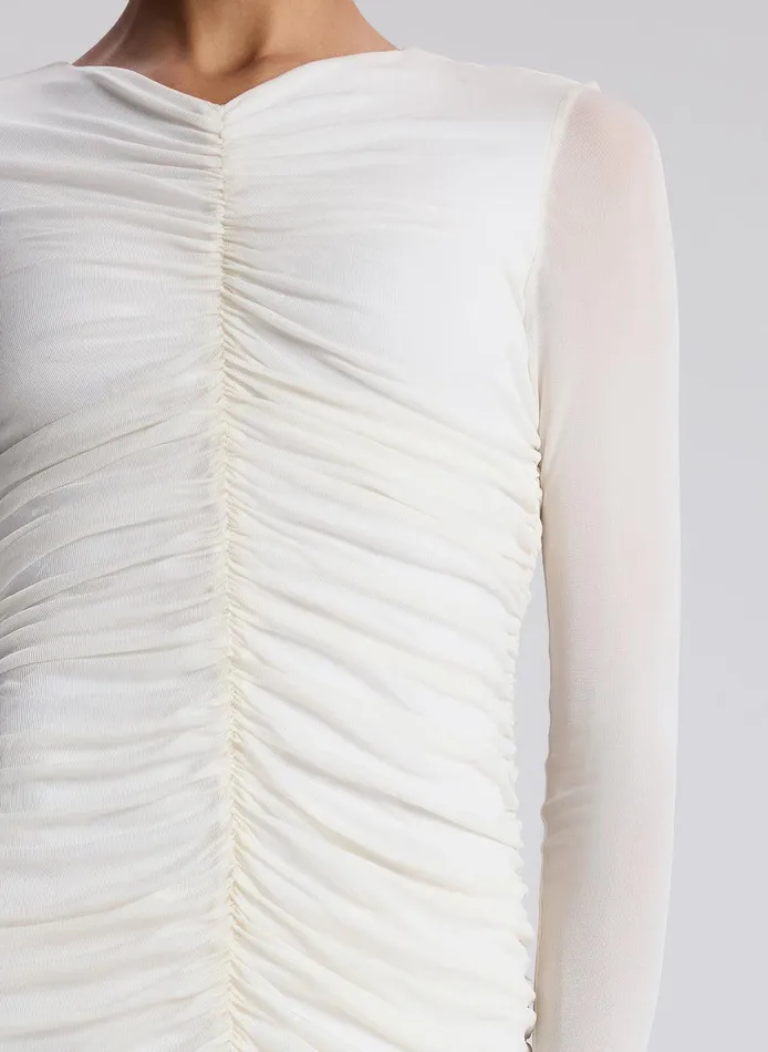 Women Fawn Ruched Mesh Maxi Dress Off White ALC Dresses