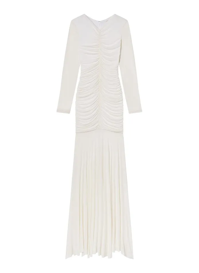 Women Fawn Ruched Mesh Maxi Dress Off White ALC Dresses