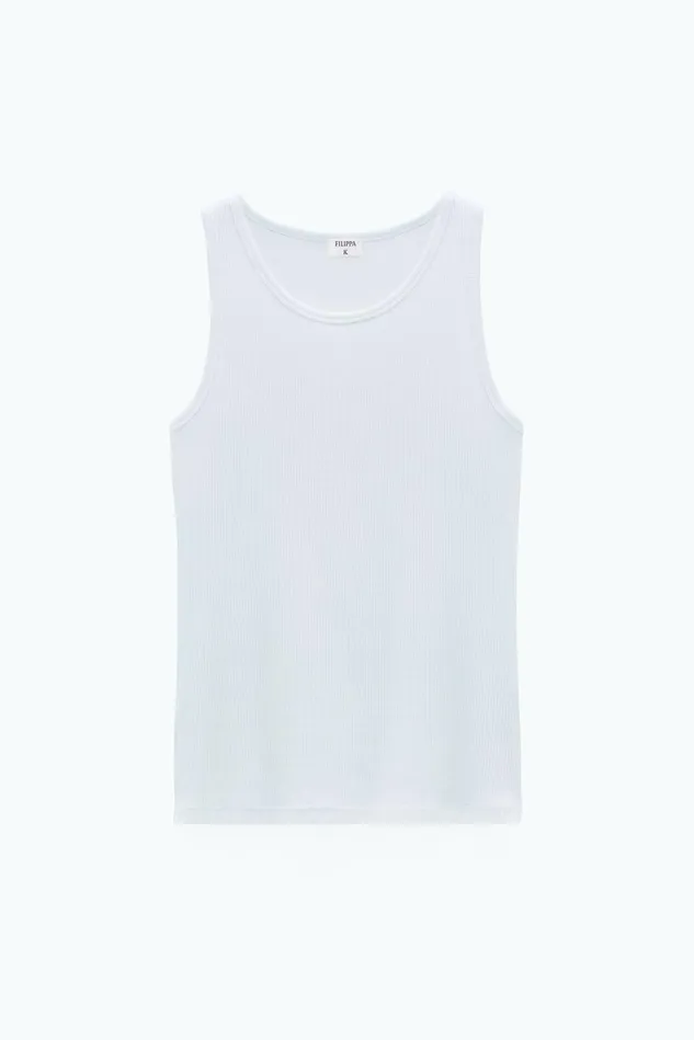 Women Fine Rib Tank Ice Blue Filippa K Tops
