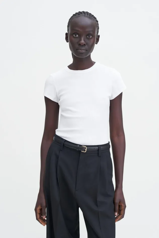 Women Fine Rib Tee White Filippa K Tops