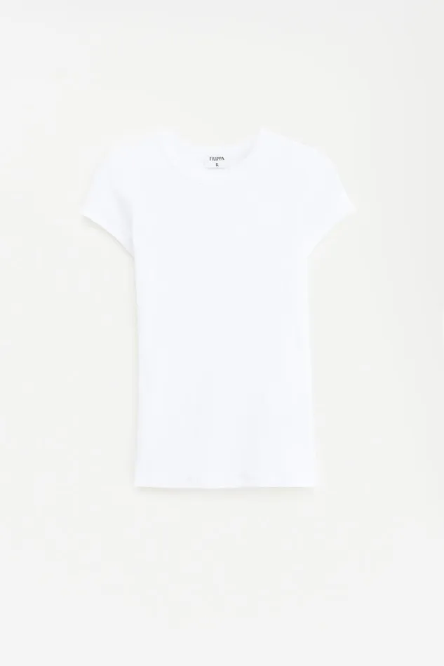 Women Fine Rib Tee White Filippa K Tops