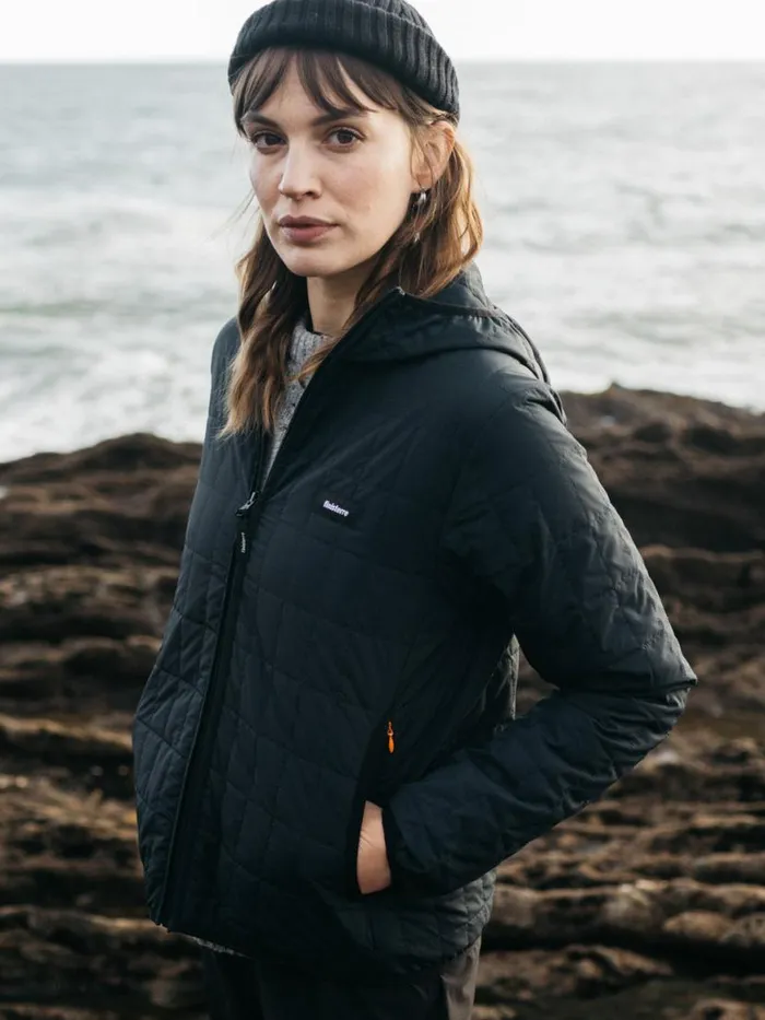 Women Firecrest Hooded Jacket Black Finisterre Jackets Coats and Gilets