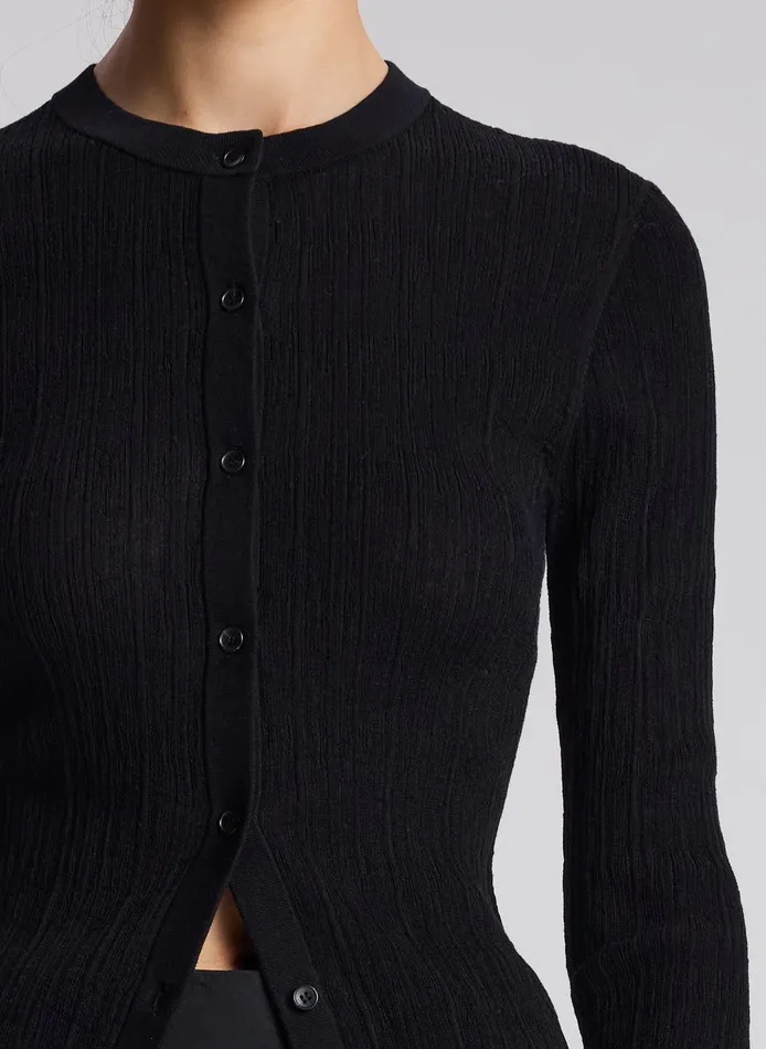 Women Fisher Fine Cotton Cardigan Black ALC Tops
