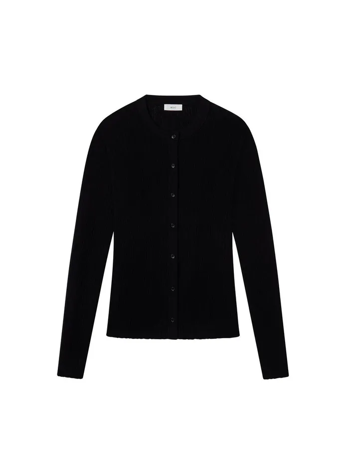 Women Fisher Fine Cotton Cardigan Black ALC Tops