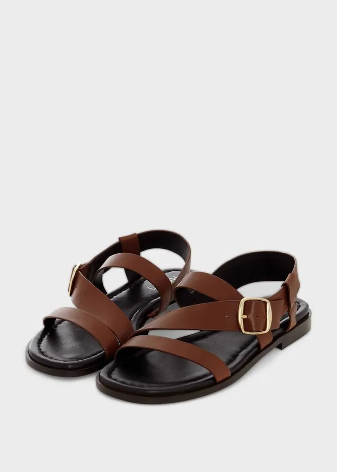 Women Flats Hobbs Brooke Leather Sandals Tan