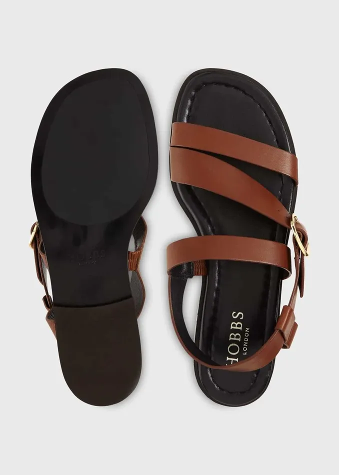 Women Flats Hobbs Brooke Leather Sandals Tan