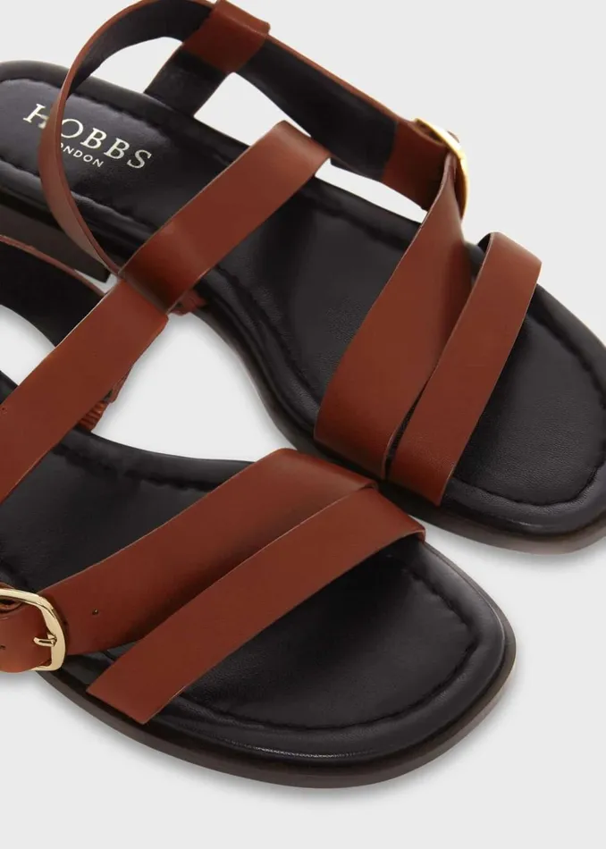 Women Flats Hobbs Brooke Leather Sandals Tan