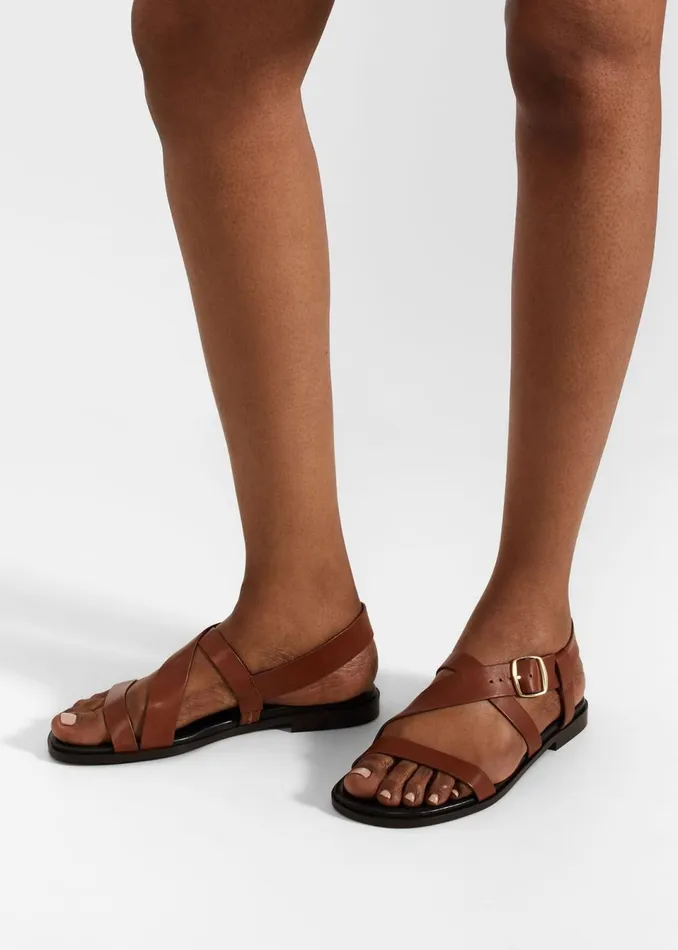 Women Flats Hobbs Brooke Leather Sandals Tan