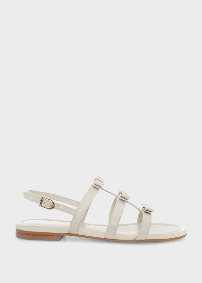 Women Flats Hobbs Holly Leather Bow Sandals White