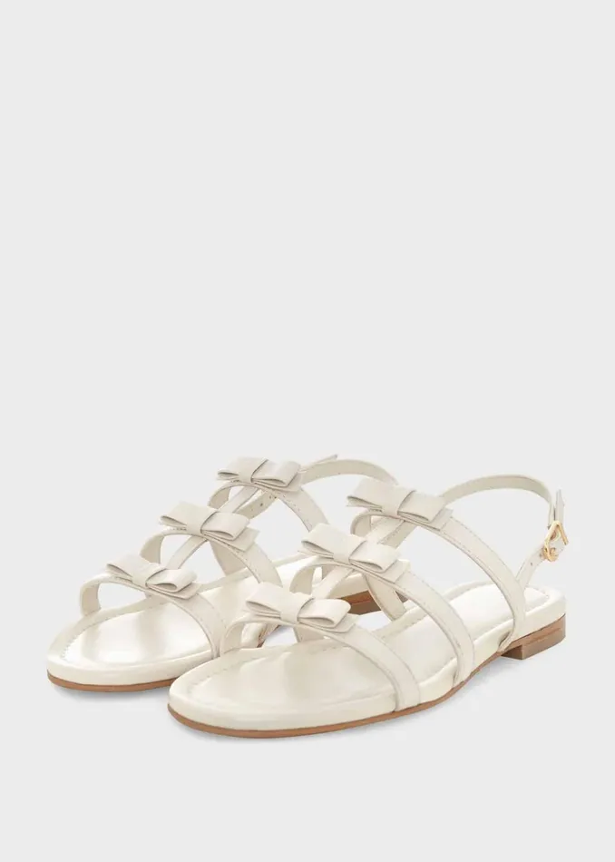 Women Flats Hobbs Holly Leather Bow Sandals White