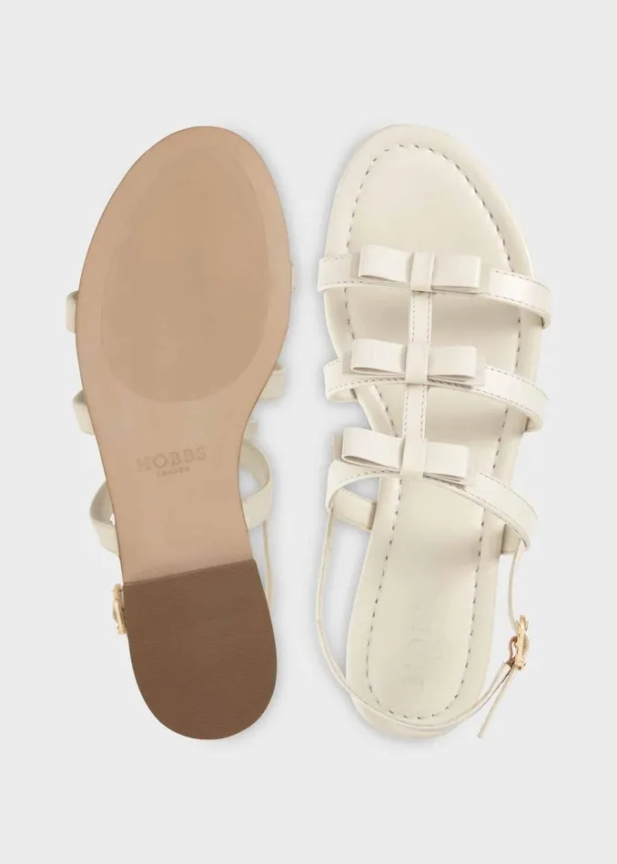 Women Flats Hobbs Holly Leather Bow Sandals White