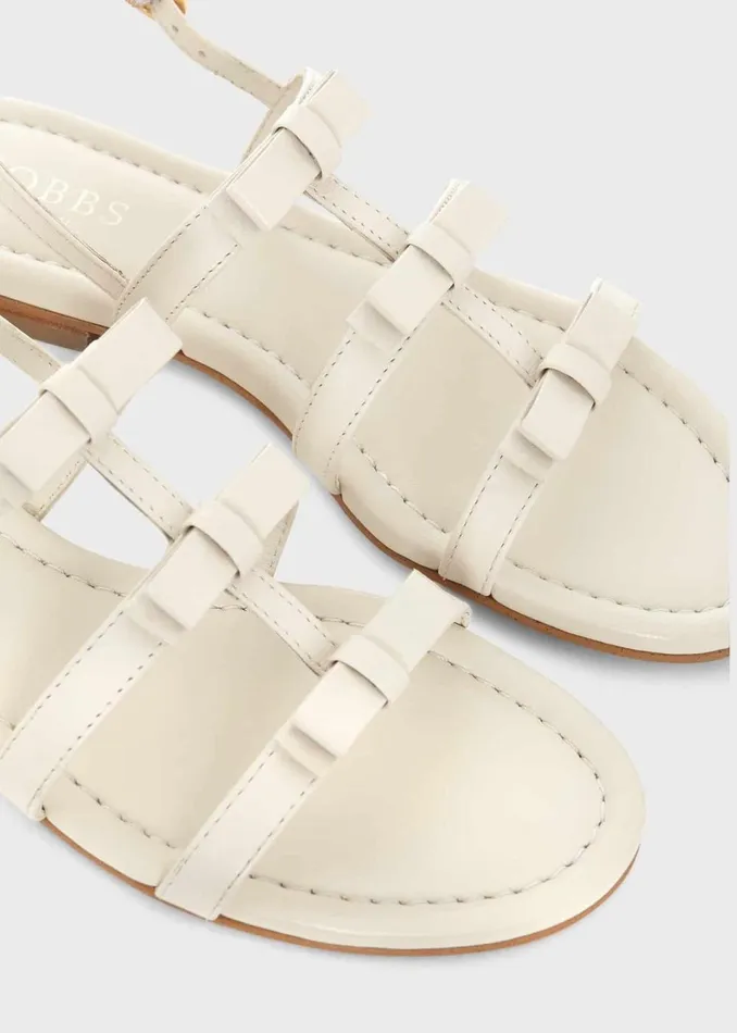 Women Flats Hobbs Holly Leather Bow Sandals White