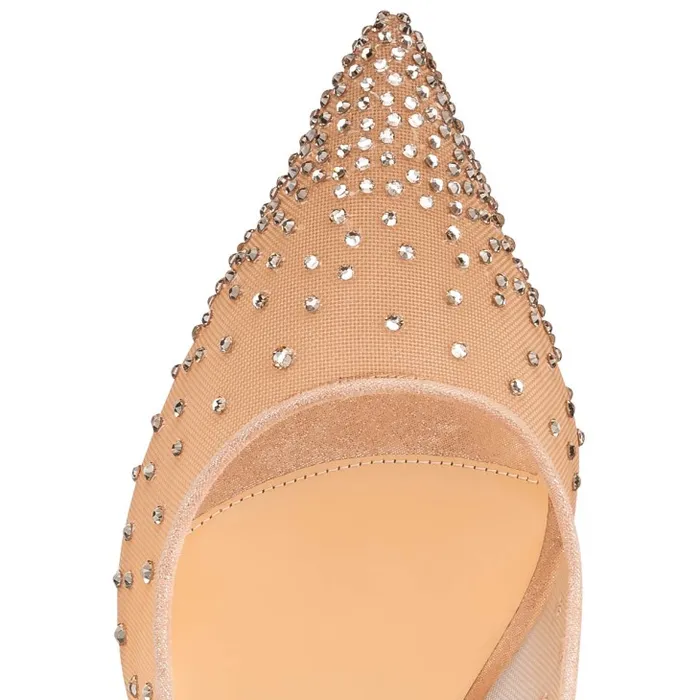 Women Follies Strass 85 Mm Pumps 8211 Mesh And Suede 8211 Light Silk Christian Louboutin Pumps