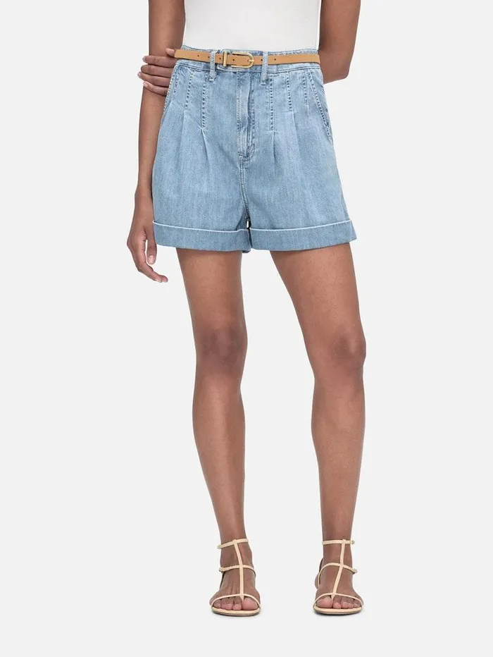 Women FRAME Denim Collections Pleated Wide Cuff Short