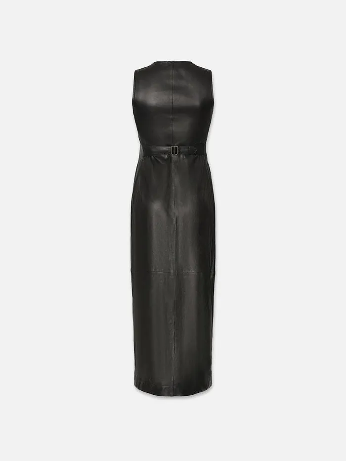 Women FRAME Leather and Suede Leather Midi Vest Dress
