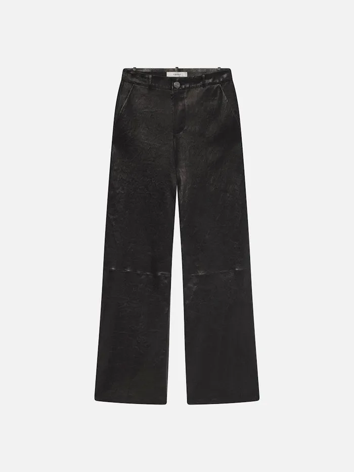 Women FRAME Leather and Suede Relaxed Leather Trouser