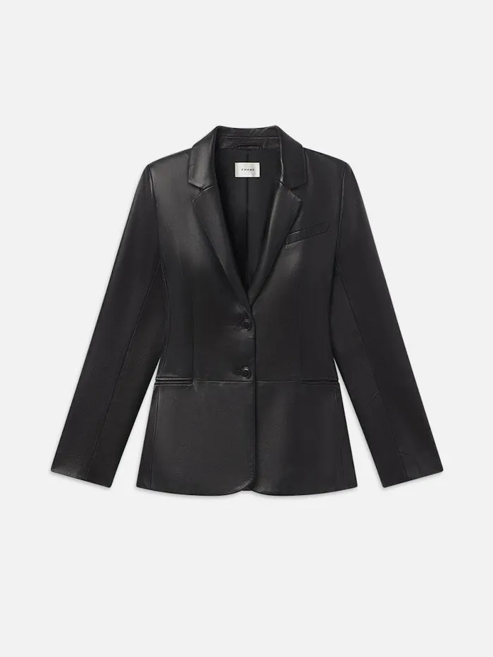 Women FRAME Leather and Suede The Femme Leather Blazer