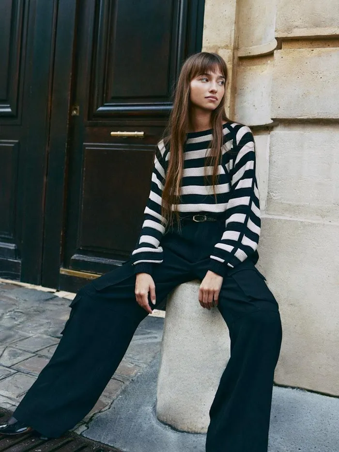 Women FRAME Sweaters Striped Raglan Sweater