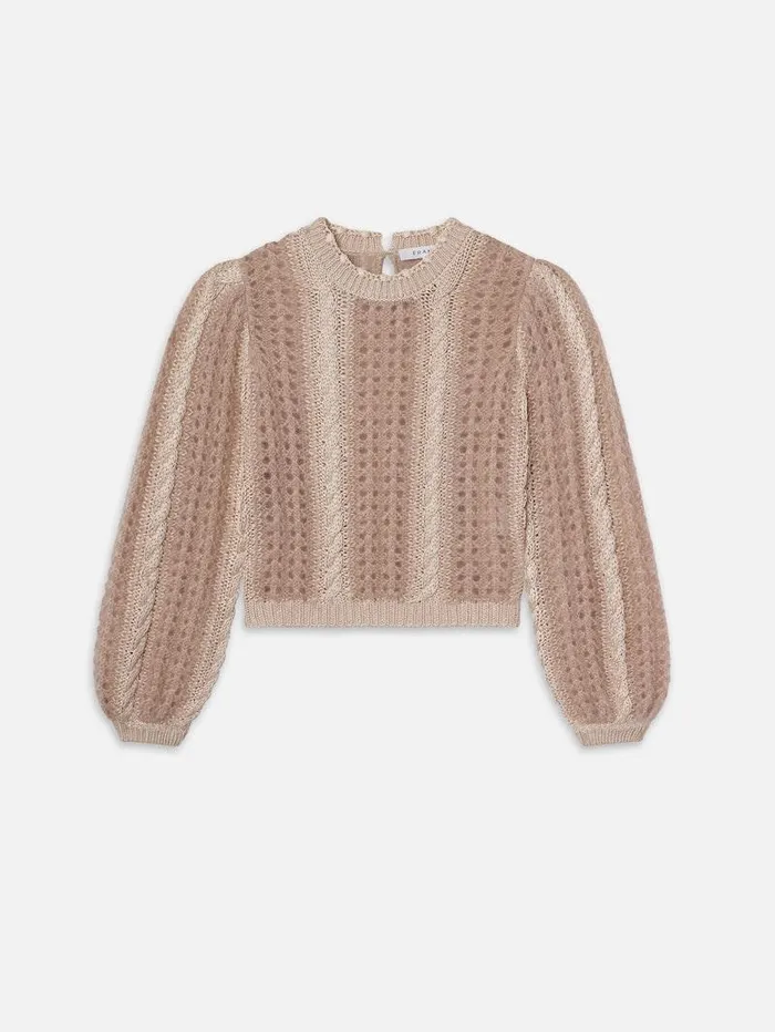 Women FRAME The Alpine Edit Femme Cable Mix Sweater