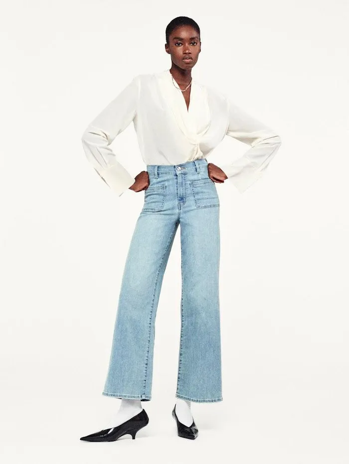 Women FRAME The Resort Edit Le Slim Palazzo Bardot Pocket