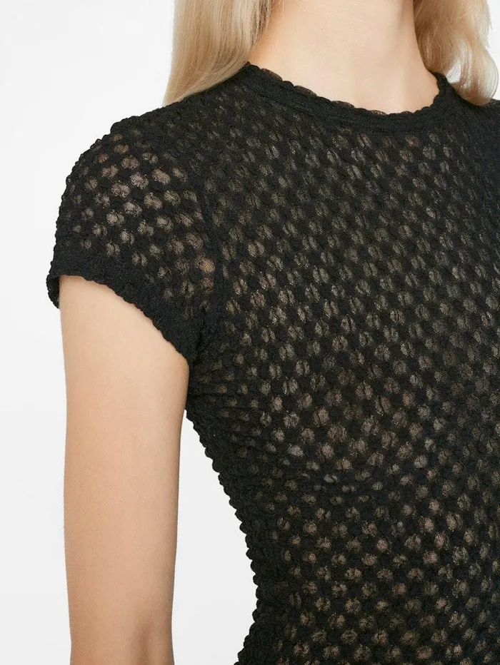 Women FRAME Tops and Blouses Mesh Lace Baby Tee Women FRAME Tops and Blouses Mesh Lace Baby Tee