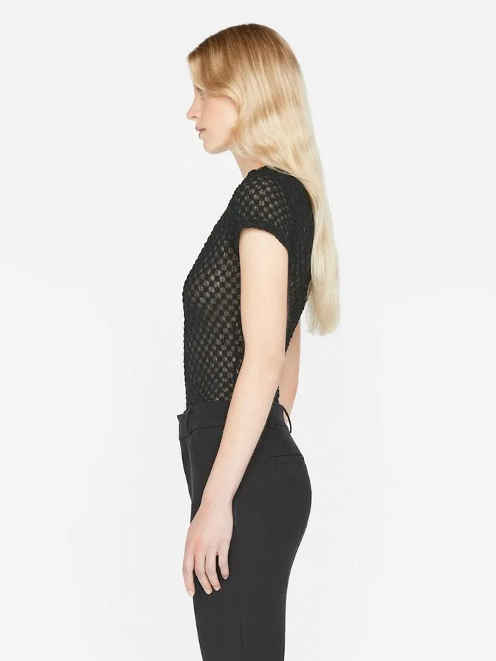 Women FRAME Tops and Blouses Mesh Lace Baby Tee Women FRAME Tops and Blouses Mesh Lace Baby Tee