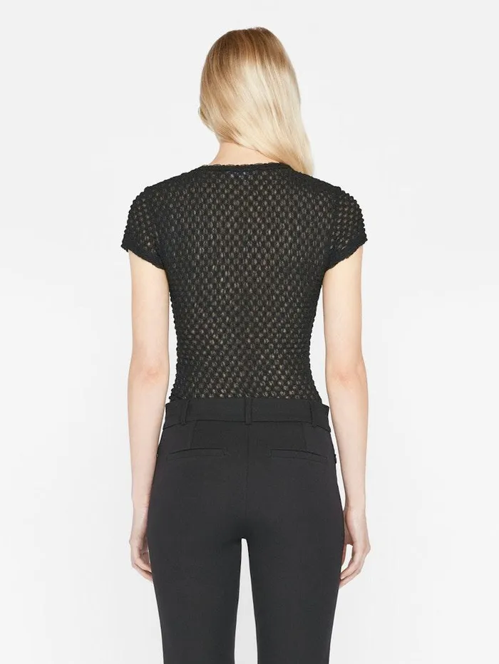 Women FRAME Tops and Blouses Mesh Lace Baby Tee Women FRAME Tops and Blouses Mesh Lace Baby Tee