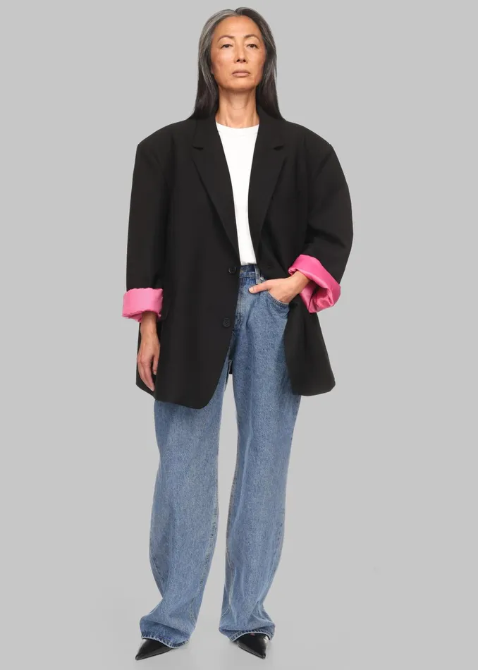 Women Frankie Oversized Boyfriend Blazer X Barbie 8211 Black The Frankie Shop Outerwear