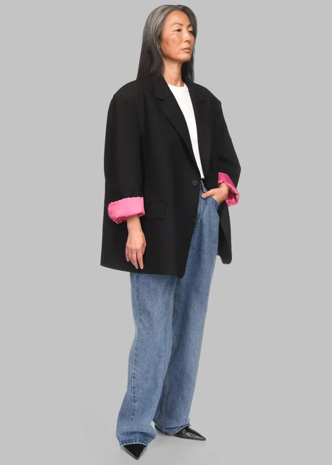 Women Frankie Oversized Boyfriend Blazer X Barbie 8211 Black The Frankie Shop Outerwear