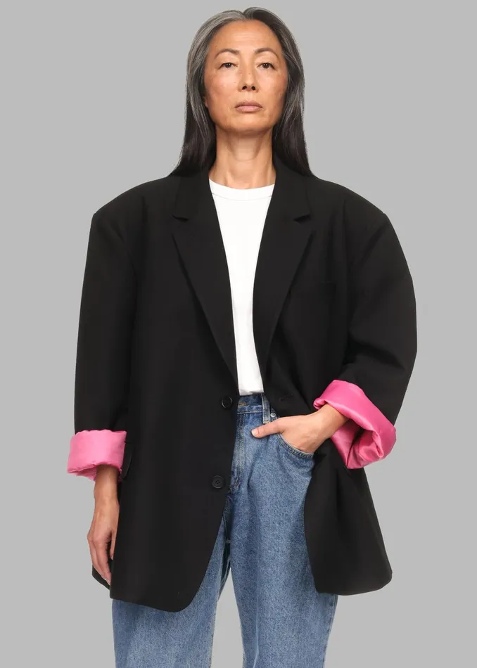 Women Frankie Oversized Boyfriend Blazer X Barbie 8211 Black The Frankie Shop Outerwear