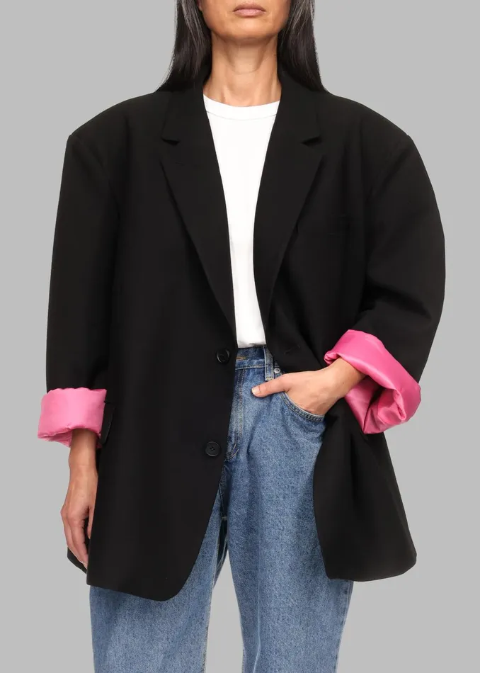 Women Frankie Oversized Boyfriend Blazer X Barbie 8211 Black The Frankie Shop Outerwear