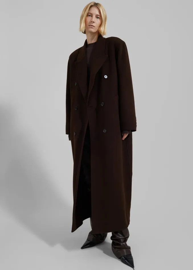 Women Gaia Double Breasted Coat 8211 Brown The Frankie Shop Outerwear
