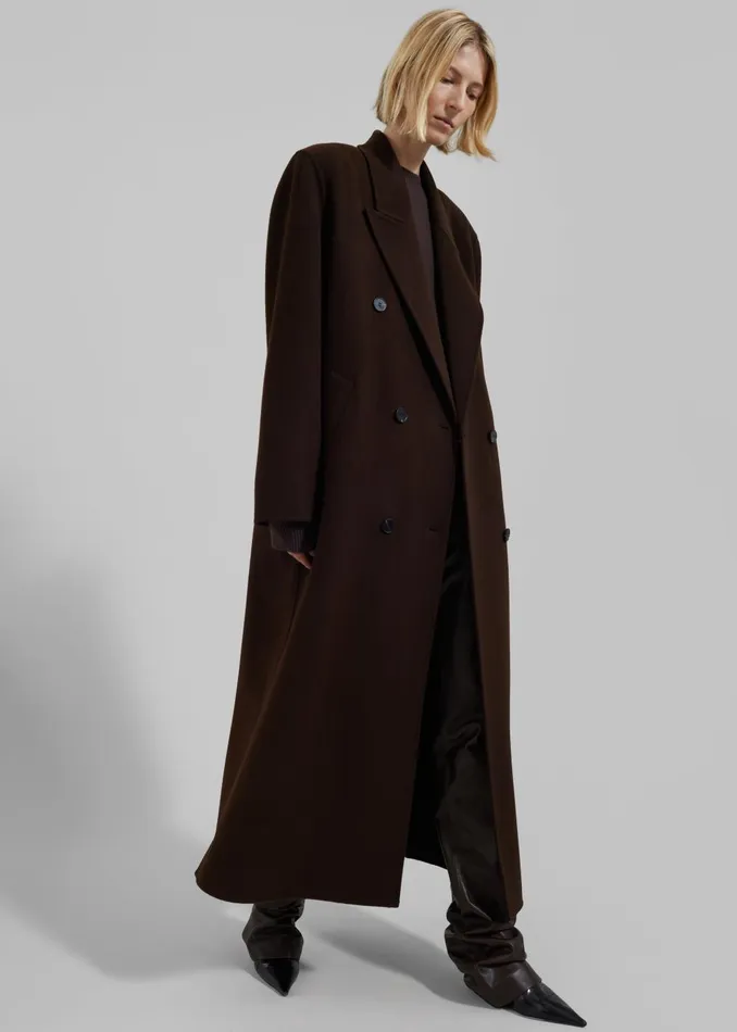 Women Gaia Double Breasted Coat 8211 Brown The Frankie Shop Outerwear