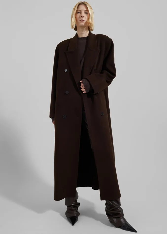 Women Gaia Double Breasted Coat 8211 Brown The Frankie Shop Outerwear