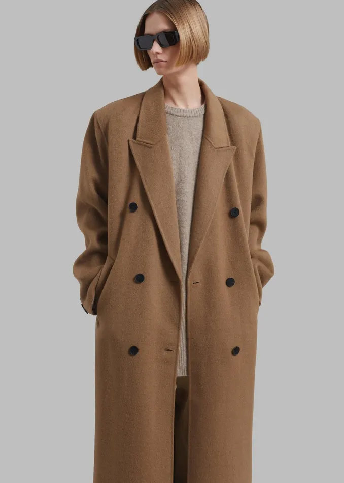 Women Gaia Double Breasted Coat 8211 Camel The Frankie Shop Outerwear