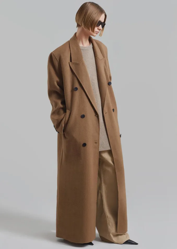 Women Gaia Double Breasted Coat 8211 Camel The Frankie Shop Outerwear