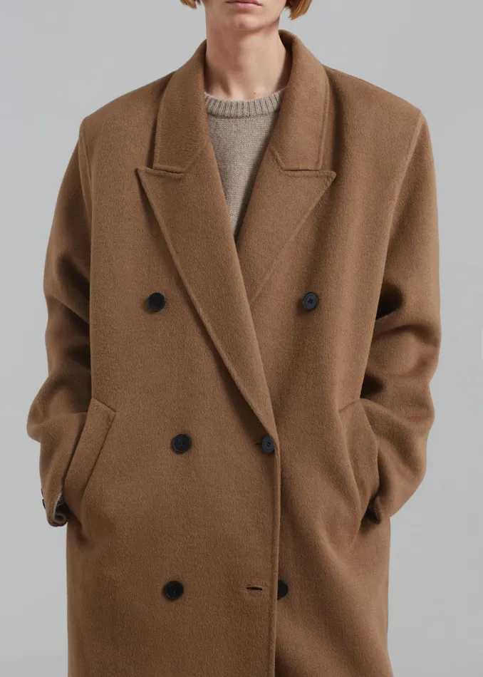 Women Gaia Double Breasted Coat 8211 Camel The Frankie Shop Outerwear