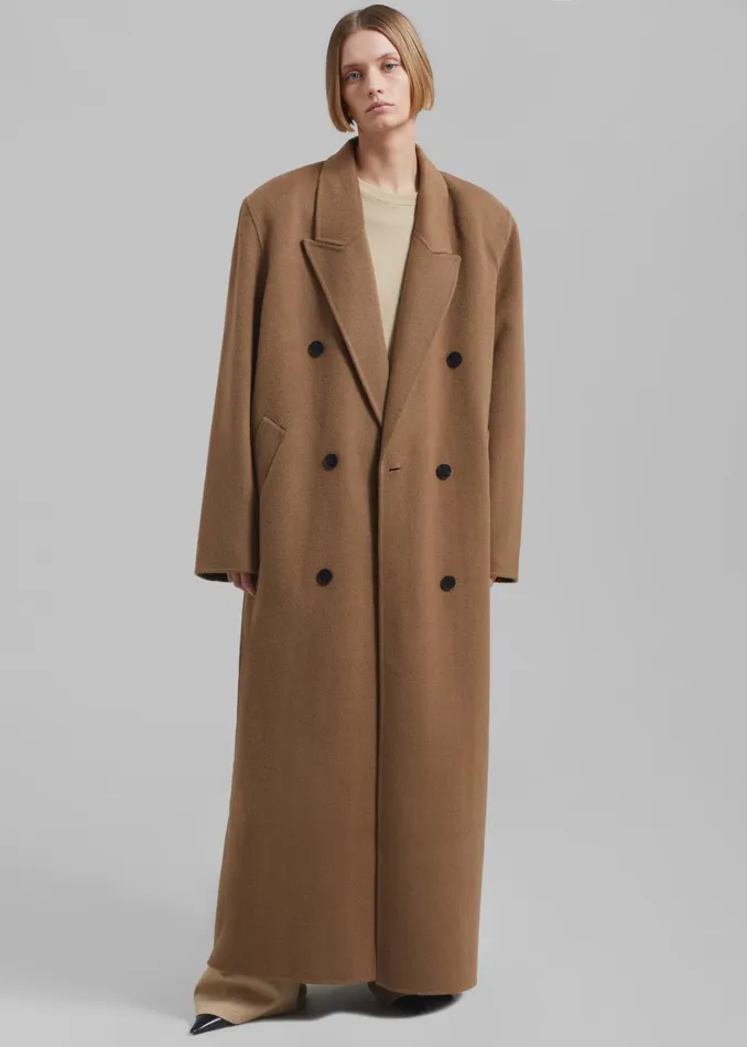 Women Gaia Double Breasted Coat 8211 Camel The Frankie Shop Outerwear
