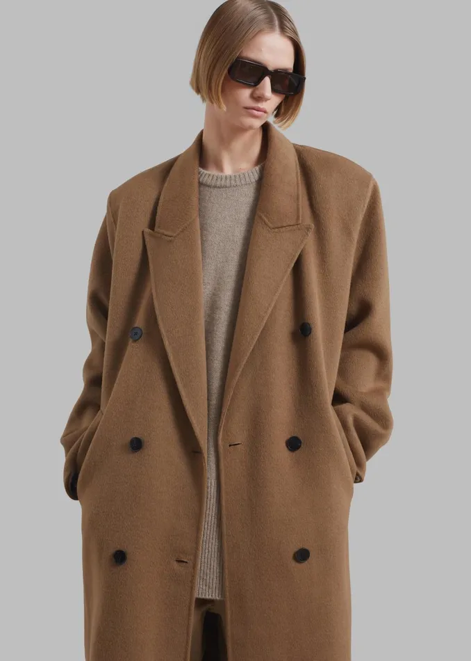 Women Gaia Double Breasted Coat 8211 Camel The Frankie Shop Outerwear