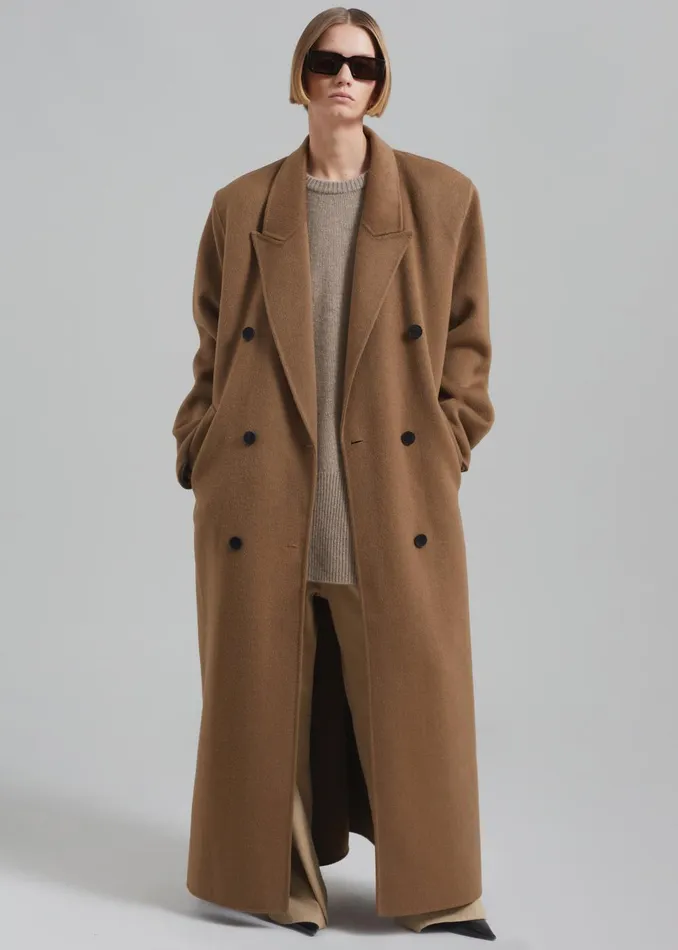 Women Gaia Double Breasted Coat 8211 Camel The Frankie Shop Outerwear