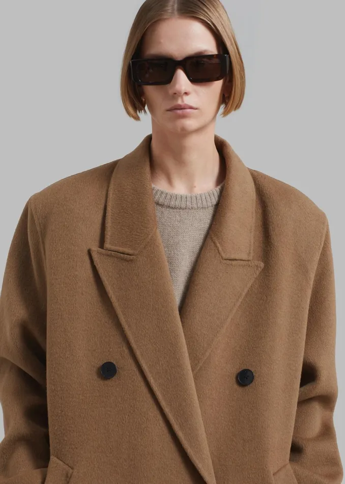 Women Gaia Double Breasted Coat 8211 Camel The Frankie Shop Outerwear