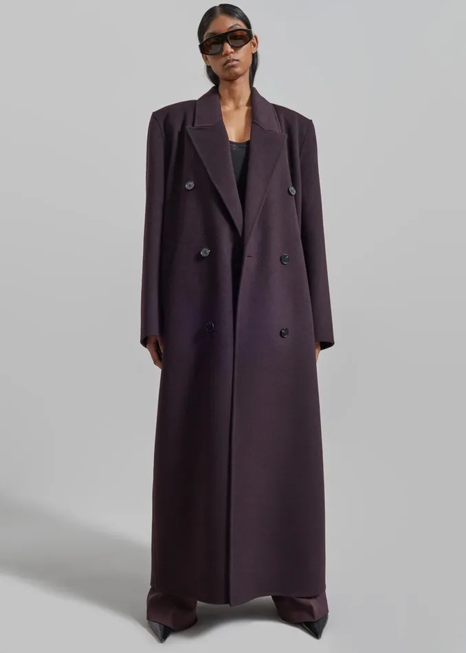 Women Gaia Double Breasted Coat 8211 Dark Plum The Frankie Shop Outerwear